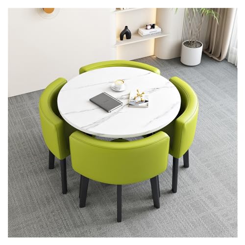 XONJEMU Round Dining Table Set,Kitchen Breakfast,Bar Table and Chair Set,Round Table for Dining Room and Kitchen with Reset Backrest,Space-Saving Round 4 Seater Cafe Table,for Home,Library (Colour XONJEMU Round Dining Table Set,Kitchen Breakfast,Bar Table and Chair Set,Round Table for Dining Room and Kitchen with Reset Backrest,Space-Saving Round 4 Seater Cafe Table,for Home,Library (Colour von XONJEMU
