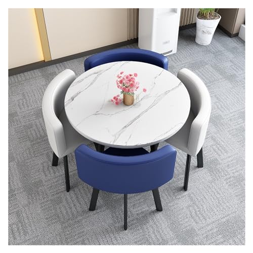 XONJEMU Round Dining Table Set,Kitchen Breakfast,Bar Table and Chair Set,Round Table for Dining Room and Kitchen with Reset Backrest,Space-Saving Round 4 Seater Cafe Table,for Home,Library (Colour XONJEMU Round Dining Table Set,Kitchen Breakfast,Bar Table and Chair Set,Round Table for Dining Room and Kitchen with Reset Backrest,Space-Saving Round 4 Seater Cafe Table,for Home,Library (Colour von XONJEMU