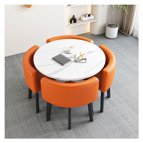 XONJEMU Round Dining Table Set,Kitchen Breakfast,Bar Table and Chair Set,Round Table for Dining Room and Kitchen with Reset Backrest,Space-Saving Round 4 Seater Cafe Table,for Home,Library (Colour XONJEMU Round Dining Table Set,Kitchen Breakfast,Bar Table and Chair Set,Round Table for Dining Room and Kitchen with Reset Backrest,Space-Saving Round 4 Seater Cafe Table,for Home,Library (Colour von XONJEMU