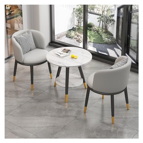 XONJEMU Round Dining Table with 2 Chairs Set,60 cm Reception Table and Chair Combination,Meetings Small Round Tables,Negotiation Table,Space-Saving,for Dining Room,Kitchen,Restaurant and Living Room XONJEMU Round Dining Table with 2 Chairs Set,60 cm Reception Table and Chair Combination,Meetings Small Round Tables,Negotiation Table,Space-Saving,for Dining Room,Kitchen,Restaurant and Living Room von XONJEMU
