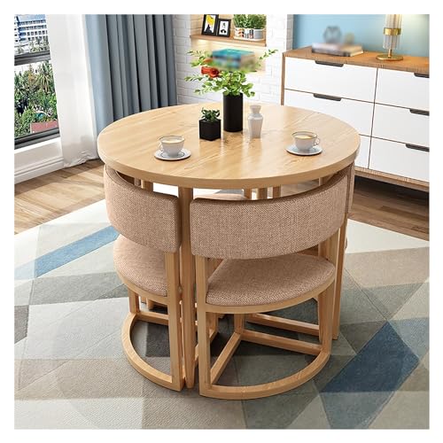 XONJEMU Round Dining Table with 4 Chairs,Coffee Table and Chair Set,Tables and Chairs for Reception,Office,Reception Room,Club Table,Negotiation Table,Space-Saving Furniture,for Dining Room,Kitchen, von XONJEMU