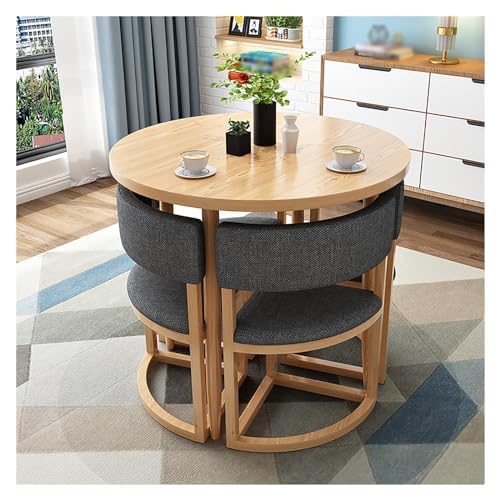 XONJEMU Round Dining Table with 4 Chairs,Coffee Table and Chair Set,Tables and Chairs for Reception,Office,Reception Room,Club Table,Negotiation Table,Space-Saving Furniture,for Dining Room,Kitchen, XONJEMU Round Dining Table with 4 Chairs,Coffee Table and Chair Set,Tables and Chairs for Reception,Office,Reception Room,Club Table,Negotiation Table,Space-Saving Furniture,for Dining Room,Kitchen, von XONJEMU