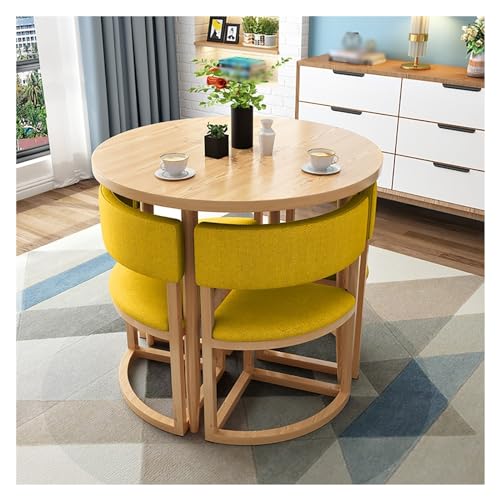 XONJEMU Round Dining Table with 4 Chairs,Coffee Table and Chair Set,Tables and Chairs for Reception,Office,Reception Room,Club Table,Negotiation Table,Space-Saving Furniture,for Dining Room,Kitchen, XONJEMU Round Dining Table with 4 Chairs,Coffee Table and Chair Set,Tables and Chairs for Reception,Office,Reception Room,Club Table,Negotiation Table,Space-Saving Furniture,for Dining Room,Kitchen, von XONJEMU