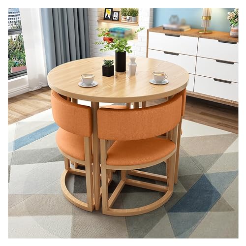 XONJEMU Round Dining Table with 4 Chairs,Coffee Table and Chair Set,Tables and Chairs for Reception,Office,Reception Room,Club Table,Negotiation Table,Space-Saving Furniture,for Dining Room,Kitchen, von XONJEMU
