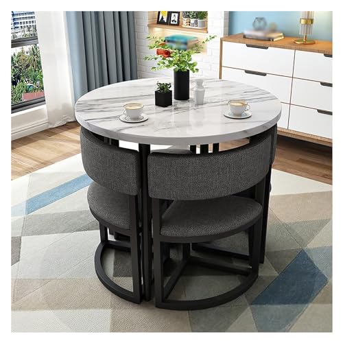 XONJEMU Round Dining Table with 4 Chairs,Office Reception Room Club Table,Meeting Table with Chairs,Meeting Table,Office Table and Chair Set Reception Coffee Table,for Dining Room and Kitchen 80 cm von XONJEMU