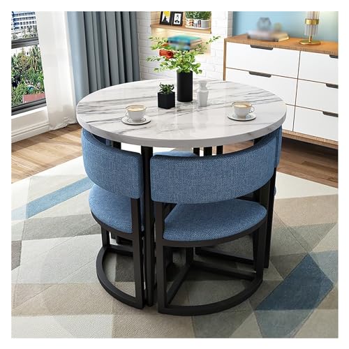 XONJEMU Round Dining Table with 4 Chairs,Office Reception Room Club Table,Meeting Table with Chairs,Meeting Table,Office Table and Chair Set Reception Coffee Table,for Dining Room and Kitchen 80 cm von XONJEMU