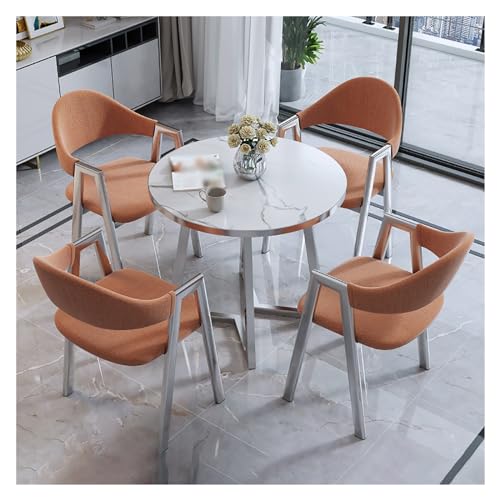 XONJEMU Round Dining Table with 4 Chairs Set,Coffee Table and Chair Set,Office Reception Room Club Table,Reception Table and Chair Combination,Negotiation Table,Space Saving Furniture,Sales Office, von XONJEMU