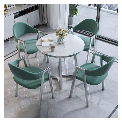 XONJEMU Round Dining Table with 4 Chairs Set,Coffee Table and Chair Set,Office Reception Room Club Table,Reception Table and Chair Combination,Negotiation Table,Space Saving Furniture,Sales Office, von XONJEMU