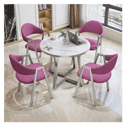 XONJEMU Round Dining Table with 4 Chairs Set,Coffee Table and Chair Set,Office Reception Room Club Table,Reception Table and Chair Combination,Negotiation Table,Space Saving Furniture,Sales Office, XONJEMU Round Dining Table with 4 Chairs Set,Coffee Table and Chair Set,Office Reception Room Club Table,Reception Table and Chair Combination,Negotiation Table,Space Saving Furniture,Sales Office, von XONJEMU