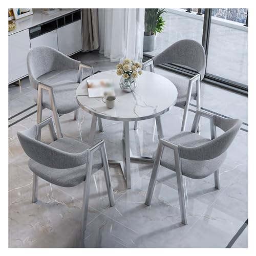 XONJEMU Round Dining Table with 4 Chairs Set,Coffee Table and Chair Set,Office Reception Room Club Table,Reception Table and Chair Combination,Negotiation Table,Space Saving Furniture,Sales Office, von XONJEMU