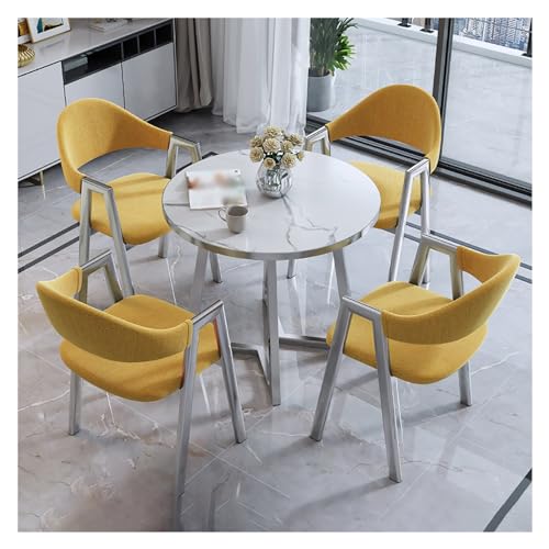 XONJEMU Round Dining Table with 4 Chairs Set,Coffee Table and Chair Set,Office Reception Room Club Table,Reception Table and Chair Combination,Negotiation Table,Space Saving Furniture,Sales Office, von XONJEMU