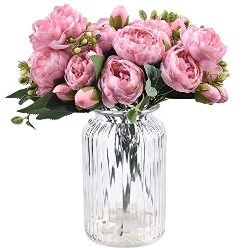 XONOR 4 Stücke Künstliche Pfingstrose Seidenblumen Gefälschte Glorious Blumensträuße für Hochzeitsfest-Hochzeitsdekoration, 5 Gabeln, 9 Kopf (Rosa) von XONOR