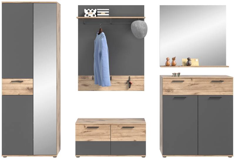 Garderobenmöbel-Set Mason G01 5-teilig - Nox Eiche und Basalt grau Garderobenmöbel-Set Mason G01 5-teilig - Nox Eiche und Basalt grau von XONOX Home