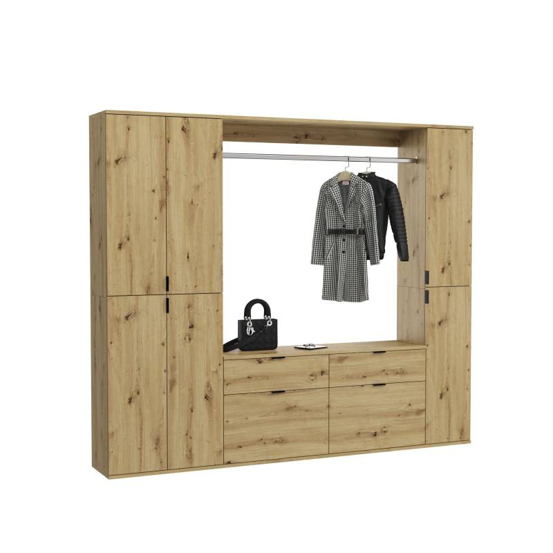 Garderobenkombination Artisan Eiche, 212x193x34 cm, mit Stauraum von XONOX Home