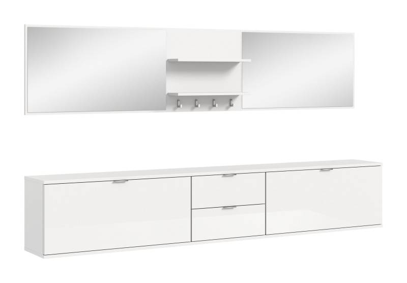 Garderobenkombination Weiß Hochglanz, 236x191x37 cm, FSC-zertifiziert von XONOX Home