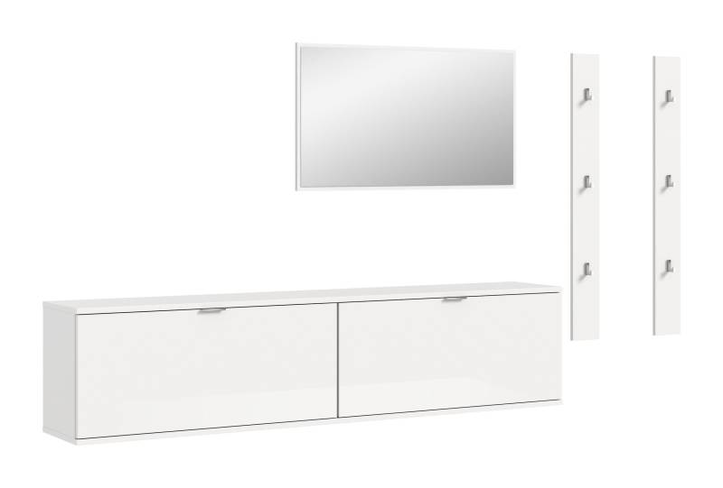 Garderobenkombination Weiß Hochglanz, 237x191x37 cm, FSC-zertifiziert von XONOX Home