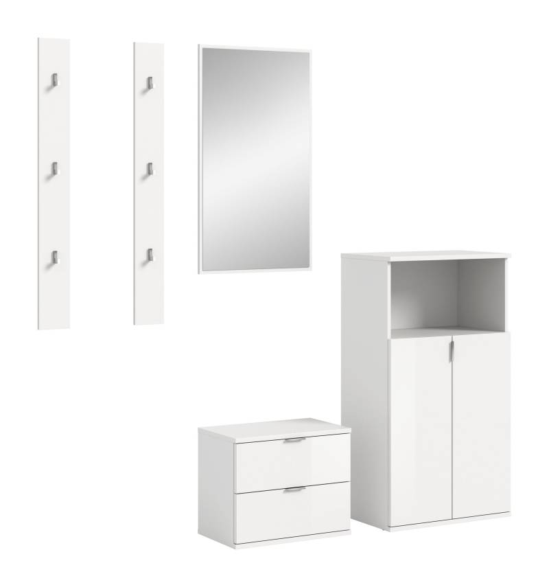 Garderobenkombination Weiß Hochglanz 179x191x37 cm 4-teiliges Set von XONOX Home