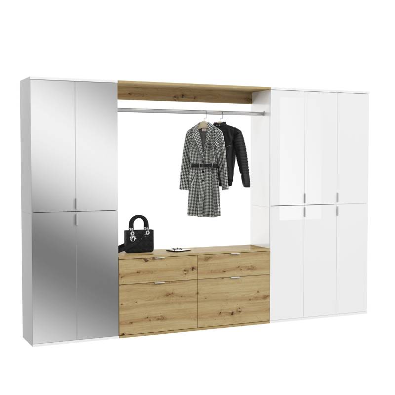 Garderobenkombination Weiß Nachbildung Artisan Eiche 273x193x34 cm von XONOX Home