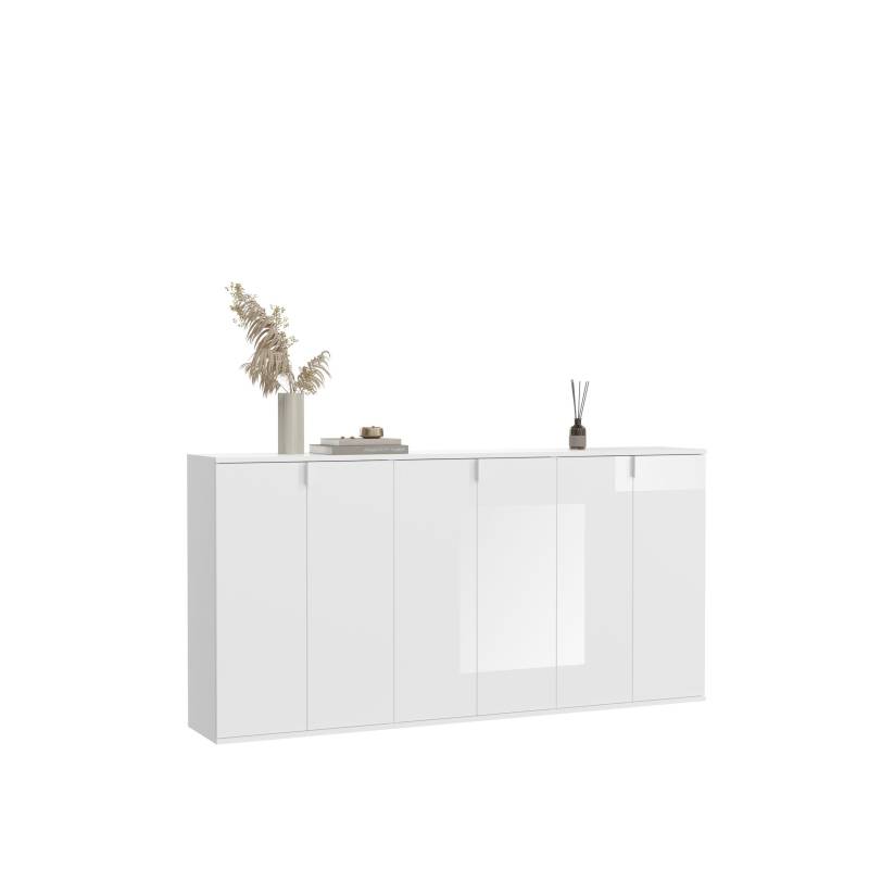 Garderobenkombination Weiß-Nachbildung Hochglanz 183x99x34 cm von XONOX Home