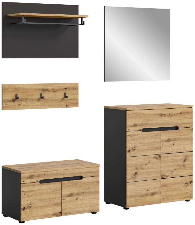 Garderobenmöbel-Set CANU 4-teilig - Basalt grau/Artisan Eiche Dekor von XONOX Home