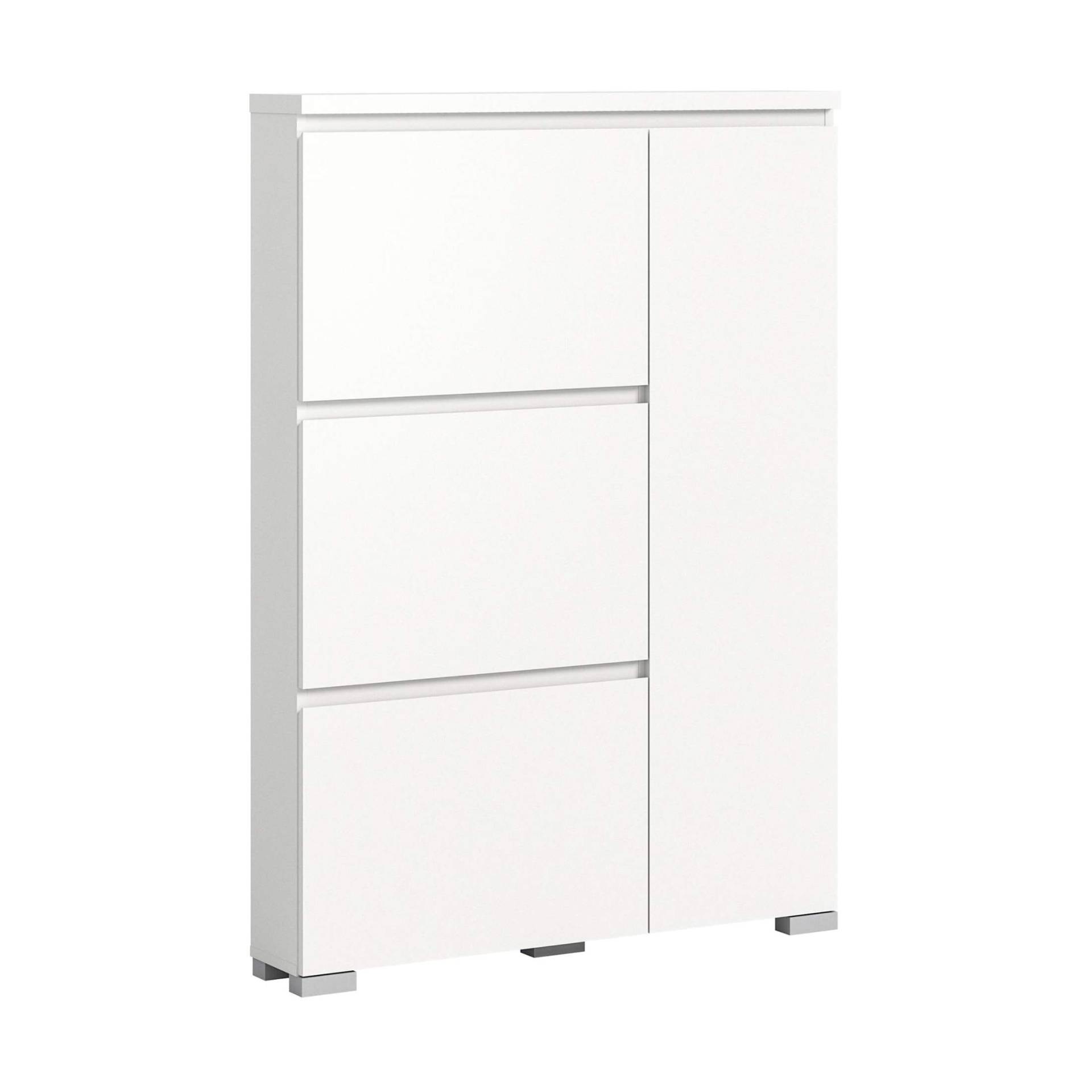 SHOELOVE Schuhschrank 3 Klappen 1 Türe weiß B 95 x H 127 cm + T 18 cm SHOELOVE Schuhschrank 3 Klappen 1 Türe weiß B 95 x H 127 cm + T 18 cm von XONOX Home