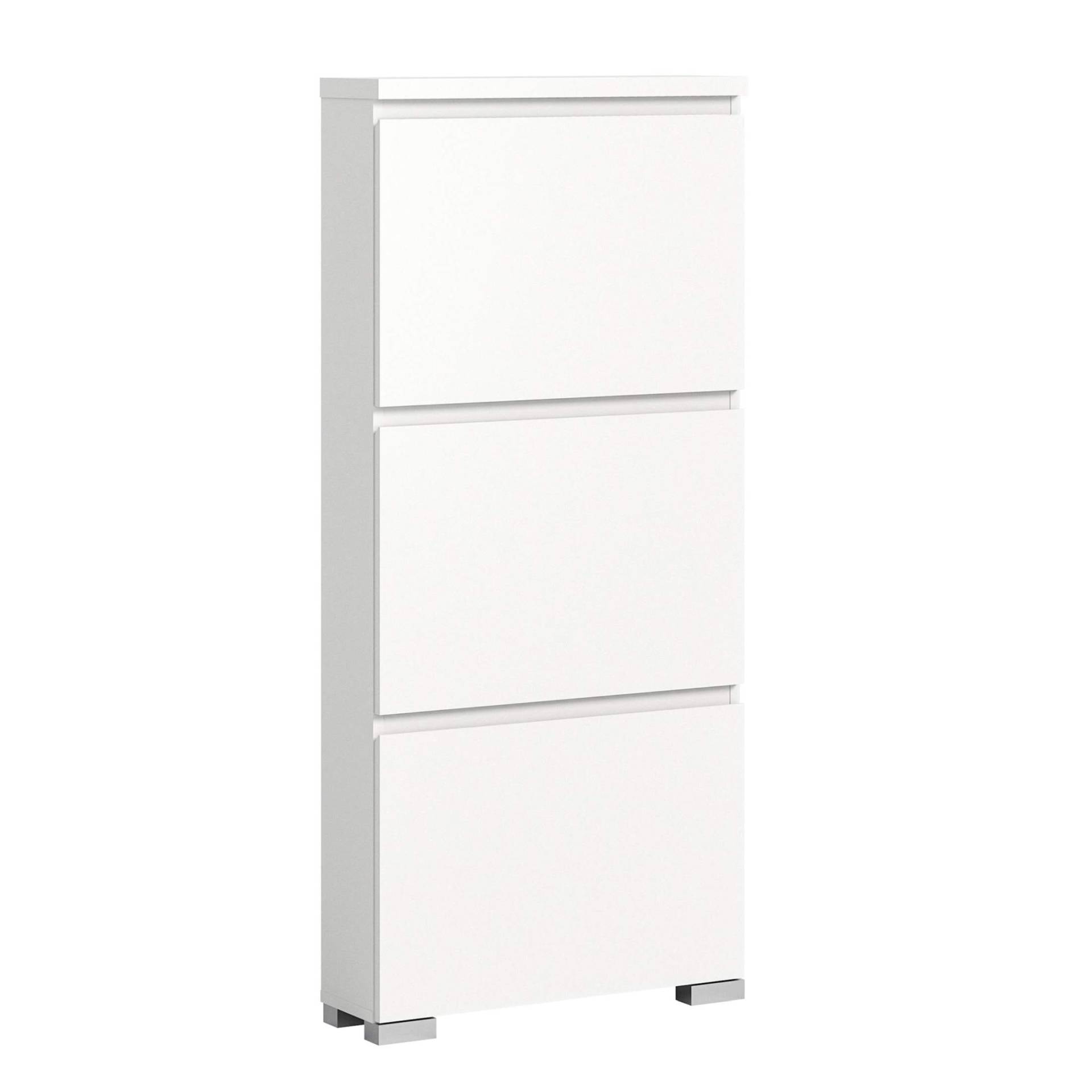 SHOELOVE Schuhschrank 3 Klappen weiß B 60 x H 127 cm + T 18 cm SHOELOVE Schuhschrank 3 Klappen weiß B 60 x H 127 cm + T 18 cm von XONOX Home