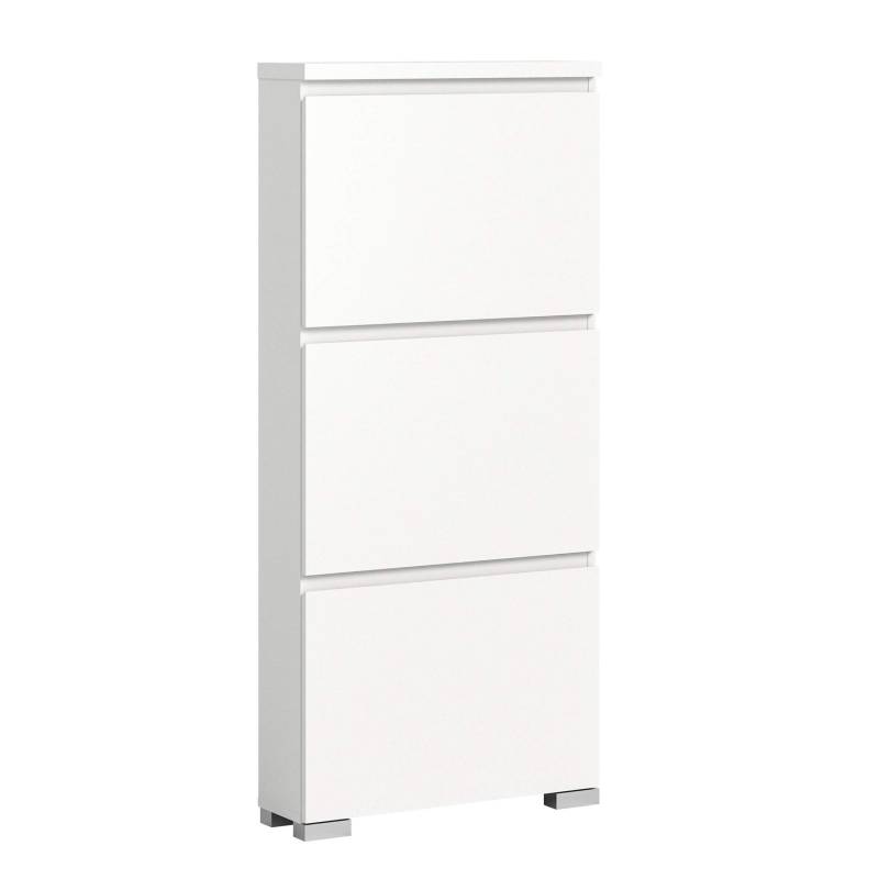 SHOELOVE Schuhschrank 3 Klappen weiß B 60 x H 127 cm + T 18 cm von XONOX Home