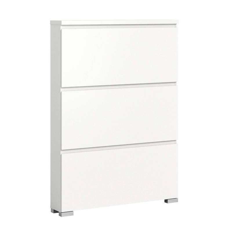 SHOELOVE Schuhschrank 3 Klappen weiß B 95 x H 127 cm + T 18 cm von XONOX Home