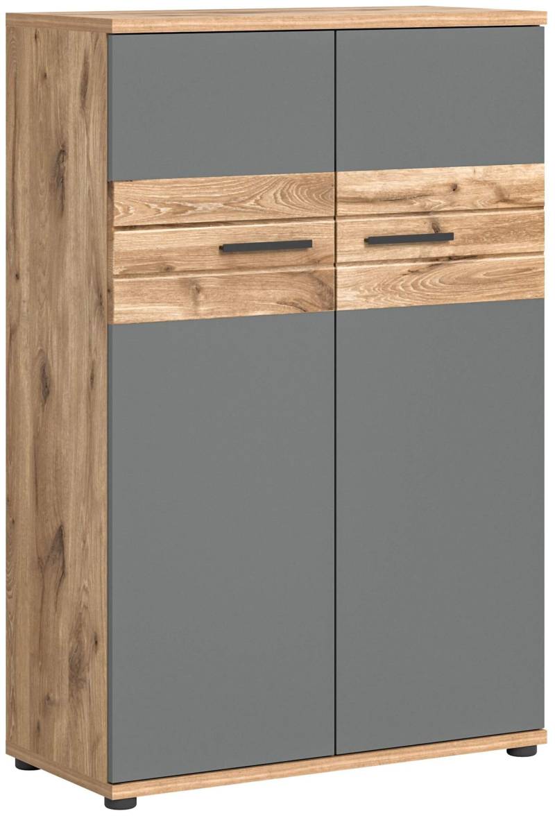 Schrank Büroschrank MASON 122x80 cm in Nox Eiche und Basalt grau von XONOX Home