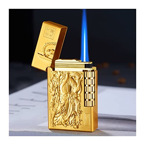 Butan-Feuerzeug, Zigarrenfeuerzeug mit weicher Flamme/Metall-Klappe, nachfüllbar, winddichtes Feuerzeug, Geschenk for Männer (Gas Nicht im Lieferumfang enthalten) (Color : D) von XOTAK