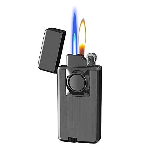 Dual Fire Switch Feuerzeug mit weichem Feuer/Jet-Flamme, kreatives Metall-Flintrad-Feuerzeug, Butan, winddicht, Jet-Flamme, multifunktional, Zigarrenkerze, nachfüllbar, Raucherzubehör, Geschenke for M von XOTAK