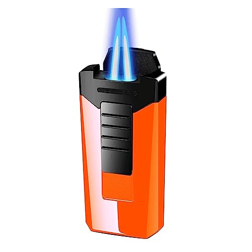 XOTAK Metall-Zigarrenfeuerzeug, Butan-Fackelfeuerzeug, winddichtes Doppelflammen-Feuerzeug, nachfüllbares Feuerzeug, Herrengeschenke (butanfrei) (Color : Orange) von XOTAK