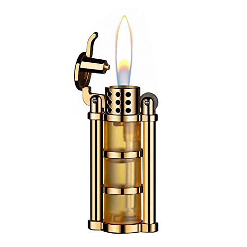 Nachfüllbares Gasfeuerzeug, Butan-Fackelfeuerzeug, Winddichtes Feuerzeug mit sichtbarem Gastank, Geschenk for Männer (Gas Nicht enthalten) (Color : Yellow) von XOTAK