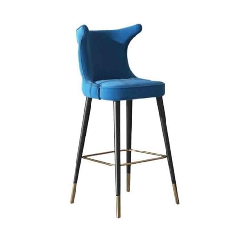 XOVP-023 Barhocker 75cm Carbon Stahl Hohe Bar Hocker Europäischen Luxus Bar Hocker Vintage Empfang Stuhl Kücheninselstühle(Blue) von XOVP-023