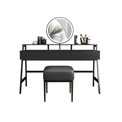 XOVP-023 Frisiertisch Schminktisch-Set, Schwarz, Schminktisch mit Spiegel, Schminktisch, Schminktisch und Stuhl, Schminktisch Vanity Table Set (Size : 120cm) von XOVP-023