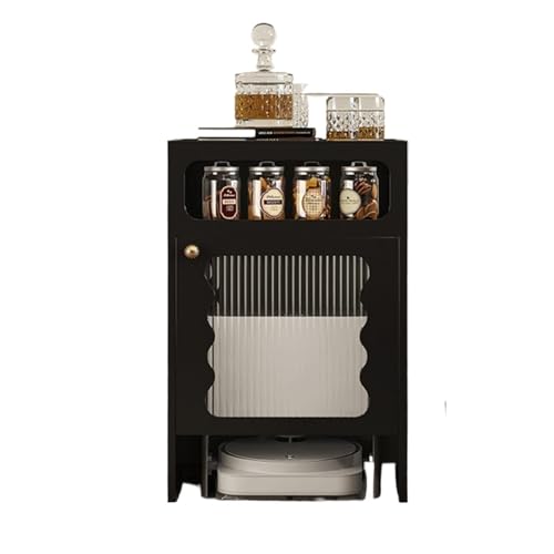 XOVP-023 Lagerschrank Kehrroboter Organizer Kehrroboter Regal Lagerschrank Mobiles Sideboard Kehrroboter Regal Organizer Wohnzimmer-Lagerregal(Schwarz) von XOVP-023
