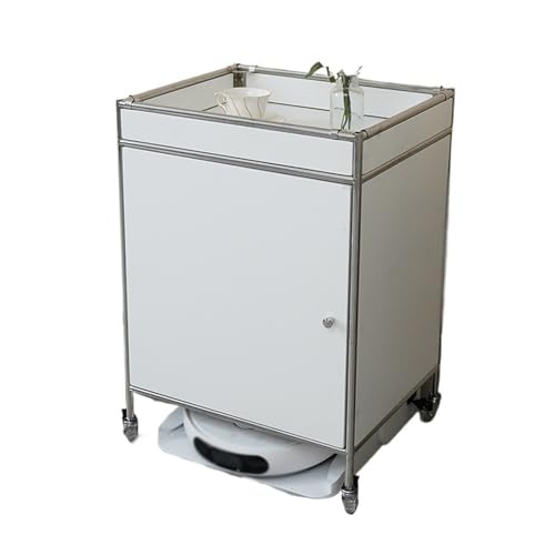 XOVP-023 Lagerschrank Sweep-Storage Edelstahl Mobile Licht Luxus Stil Wohnzimmer Sofa Seite Tisch Nachttisch Boden Lagerschrank Wohnzimmer-Lagerregal(Weiß) von XOVP-023