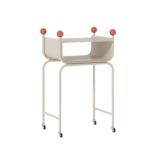 XOVP-023 Lagerschrank Sweeper Organizer Wohnzimmer Stein Sweeper Regal Versteckter Schrank mit Rädern Eisen Basis Station Organizer Wohnzimmer-Lagerregal(Cream Gray,Klein) von XOVP-023