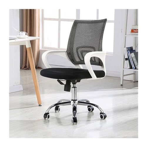 XOVP-023 Möbel Bürostuhl Computerstuhl Konferenz Bürostuhl Rückenlehne Einfacher Heimstudienstuhl Bequemer drehbarer mobiler Stuhl Computerstuhl mit Rückenlehne(White+Black) von XOVP-023