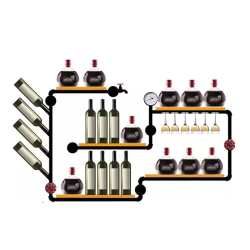 XOVP-023 Weinflaschenregal Weinregal aus Eisen, Wasserrohr, kreativer Weinkühler im industriellen Stil, for Zuhause, Wandmontage, dekoratives Regal Weinständer von XOVP-023