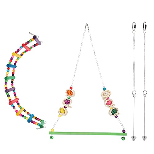 XOYIXOYI Chicken Swing Toys | Buntes Design für Vögel mit Leiter Stand und Obst halter, 4er-Pack von XOYIXOYI