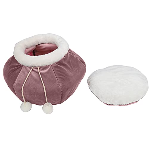 Xoyixoyi Haustierfischkorb Form Schlafbett | Zusammenklappbar und warm für Haustiere, weiches und punniges Design (Rosa lila) von XOYIXOYI