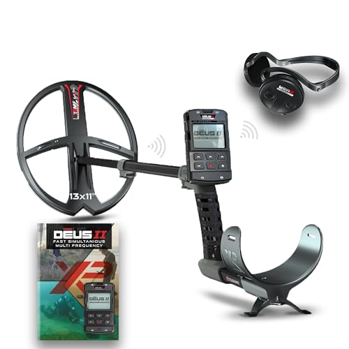 XP Metal Detectors Deus II RC - 13x11'' FMF-Spule mit WSAII kabellosen Kopfhörern im Set - Wasserdicht und multifrequent mit XP Deus II Fernbedienung & S-Teleskopgestänge (DEUS2-34FMFRCEA + WSAII) von XP METAL DETECTORS