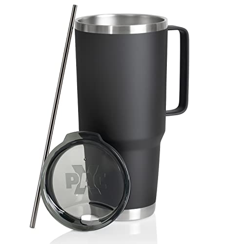 XPAC Doppelter Vakuum-Wandbecher Thermoskanne aus Edelstahl mit Deckel, 1,8 l, mit Griff, Schwarz von XPAC