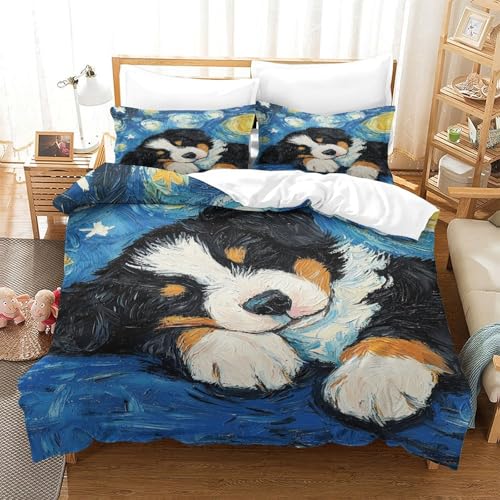 XPASHIQWC 3-teiliger 3D-Druck Beagle Hunde Bettwäsche Set Sternennacht Mit Reißverschluss, Mikrofaser Für Erwachsene Schlafzimmer Dekoration King（220x240cm） von XPASHIQWC