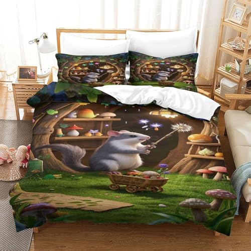 XPASHIQWC 3-teiliger 3D-Druck Octodon Degus Bettwäsche Set Tree Hole Mit Reißverschluss, Mikrofaser Für Erwachsene Schlafzimmer Dekoration King（220x240cm） von XPASHIQWC
