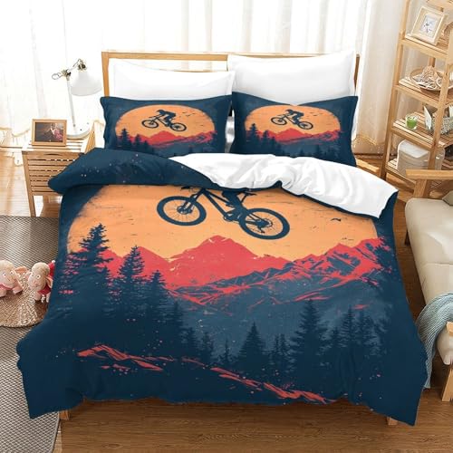 XPASHIQWC 3-teiliger 3D-Druck Reiter Bettwäsche Set Sunset Forest Mit Reißverschluss, Mikrofaser Für Erwachsene Schlafzimmer Dekoration Double（200x200cm） von XPASHIQWC