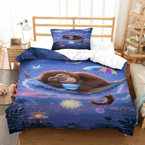 XPASHIQWC 3-teiliges Orangutan 3D Gedruckte Tröster Abdeckung Hängematte Jellyfish Mit Reißverschluss, Mikrofaser Set Für Moderne Schlafzimmer Dekor Single（135x200cm） von XPASHIQWC