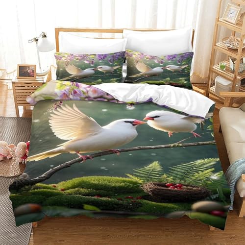 XPASHIQWC 3D Druck Java Sparrow Bettbezug Set Dschungelvogel Mit Kissenbezügen, Versteckter Reißverschluss Für Kinder, Teens, Schlafzimmer Dekor Double（200x200cm） von XPASHIQWC