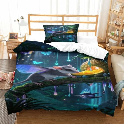 XPASHIQWC 3D Druck Zucker Glider Bettwäsche Set Mikrofaser Fluoreszentwald Mit Verstecktem Reißverschluss, Für Kinder, Teens, Moderne Schlafzimmer Dekor Single（135x200cm） von XPASHIQWC